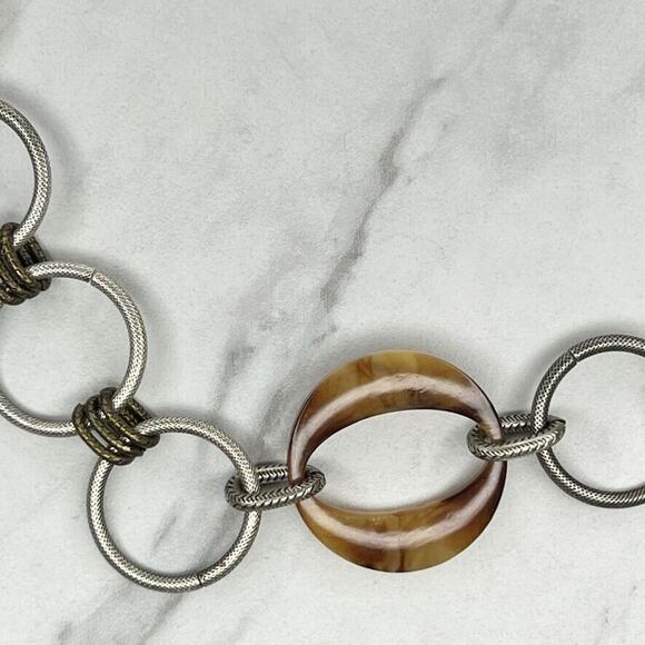 Chicos Silver Tone Chunky Metal Plastic Long Chain Link Statement Necklace 45" ✨ - Picture 8 of 11